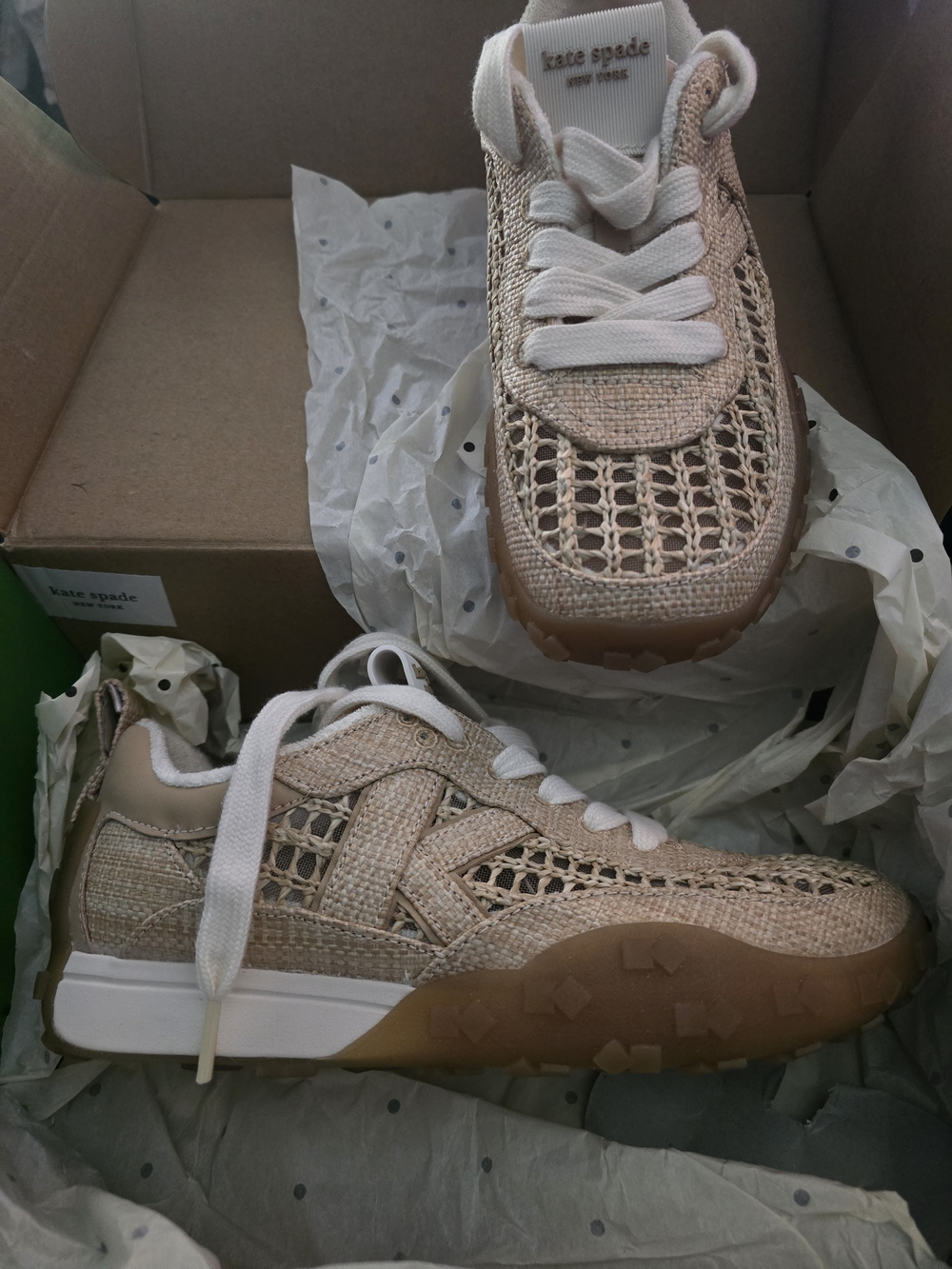 kate spade New York Men's Beige Woven Sneakers